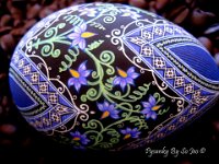 Nightshade - Solanum dulcamara Ukrainian Easter Egg Pysanky By So Jeo : pysanky pysanka ukrainian easter egg batik art sojeo florals flowers birds stars trees vines blooms buds bluebird owl art sojeo so jeo eggshell egg shell blown decoration ivy garden rainbow rosie posy nightshad victorian trees etched brown chicken eggs turkey